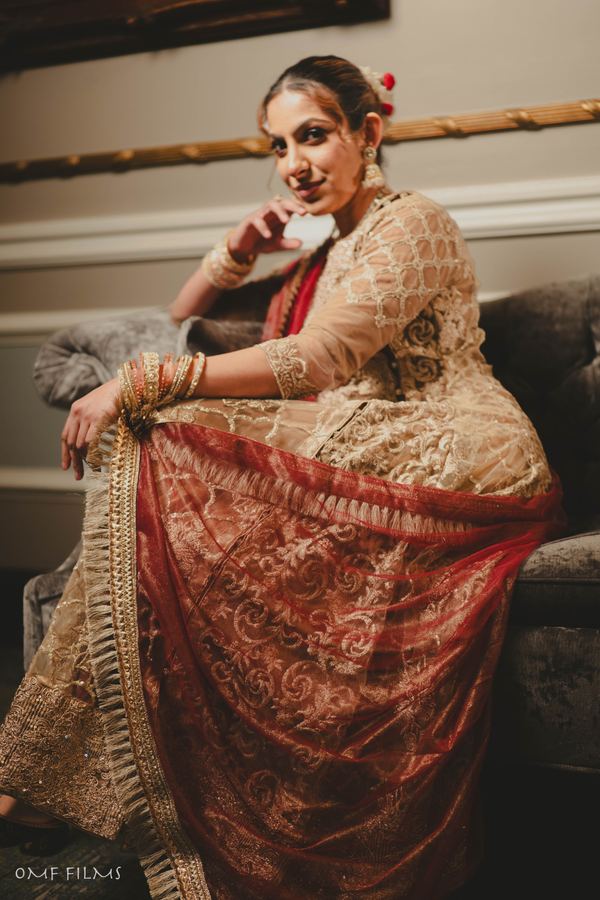 Seated bridal portrait photographed in Regina, Saskatchewan